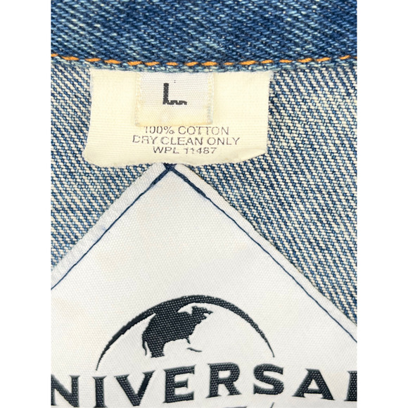 Vintage Universal Studios Men's Size L Embordered Button Up Demin Jacket - Picture 9 of 9